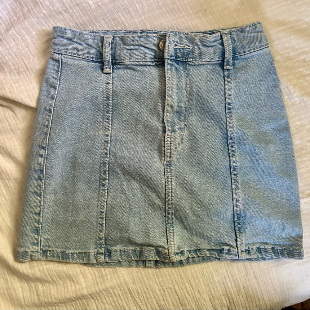 Bershka Light Blue Denim Mini Skirt